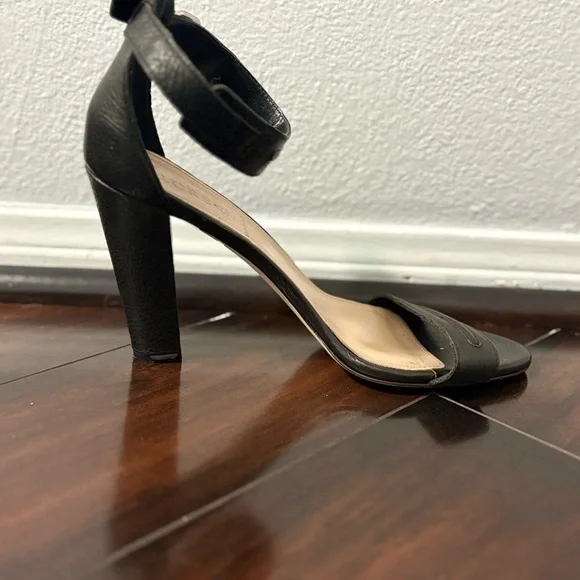 J Crew Sleek Black Chunky Heel Sandals with Ankle Strap​​ - Picture 3 of 10
